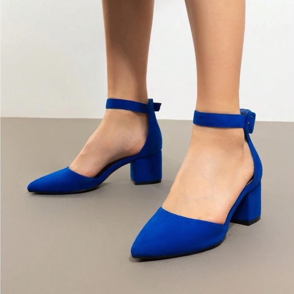 Elegant Blue Ankle Strap Heels